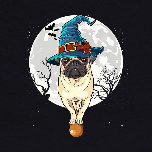 Halloween Pug Witch Funny Pugs Lover Gift by ChristianCrecenzio